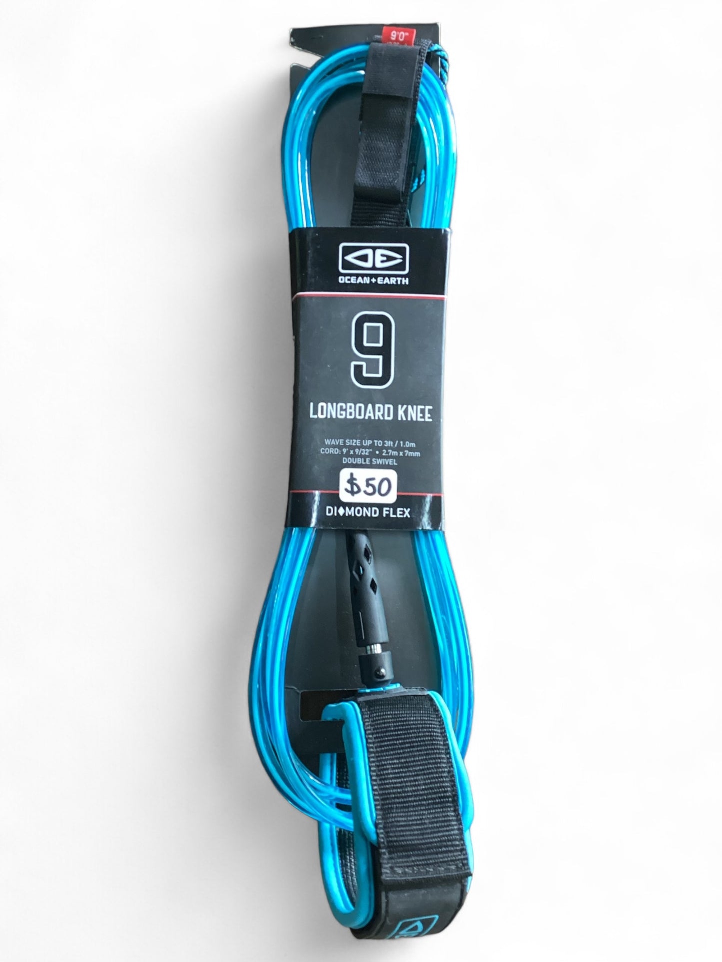 O&E MOULDED LONGBOARD REG KNEE 9’ LEASH BLUE